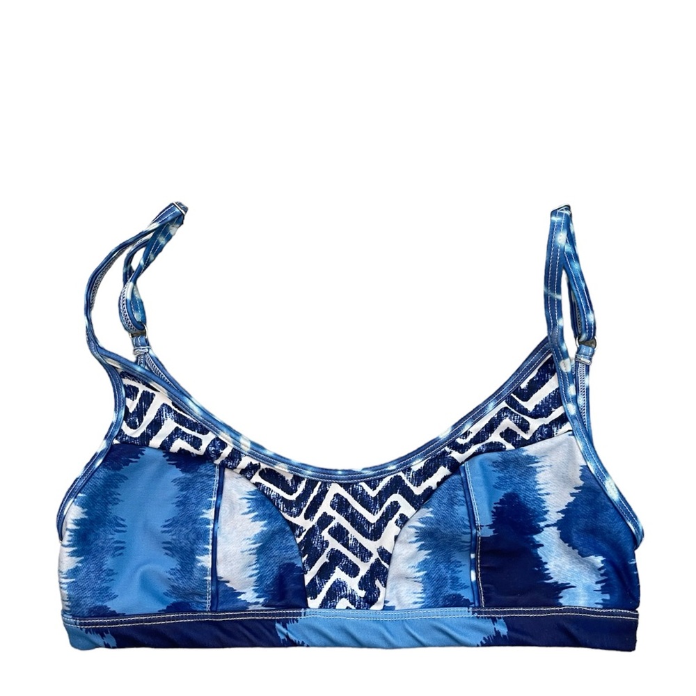Tallow swim bikini top patterned blue